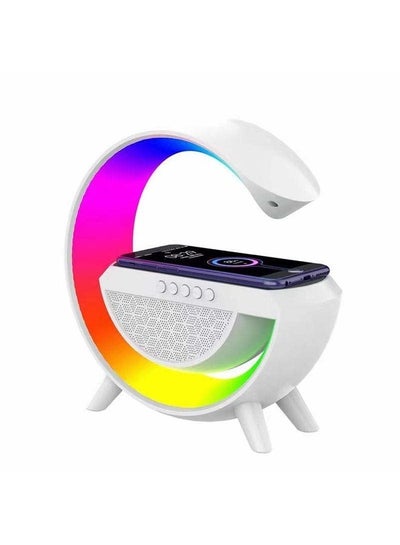 Buy MYK G Shape Multifunctional Google Speaker Wireless Charger Speaker 15 Watt Fast Charging Speaker Atmosphere Lamp with Bluetooth Speaker FM Radio 6 RGB Music sync Lighting Mode in UAE