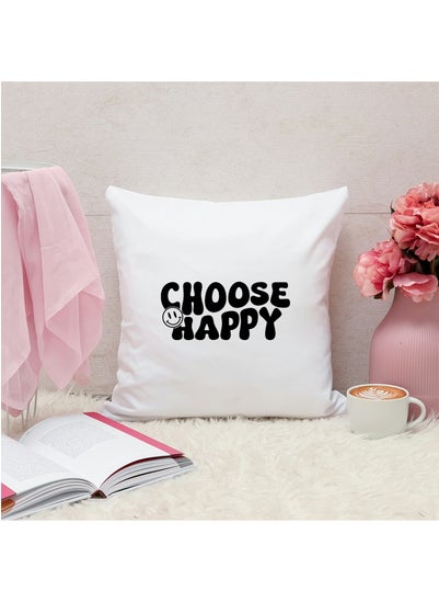 اشتري Choose Happy Quotes Personalized Pillow, 40x40cm Decorative Throw Pillow by Spoil Your Wall في الامارات