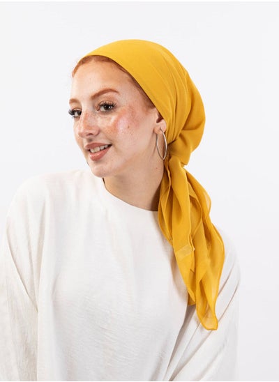 اشتري Square plain Crepe Chiffon Mustard For Women في مصر