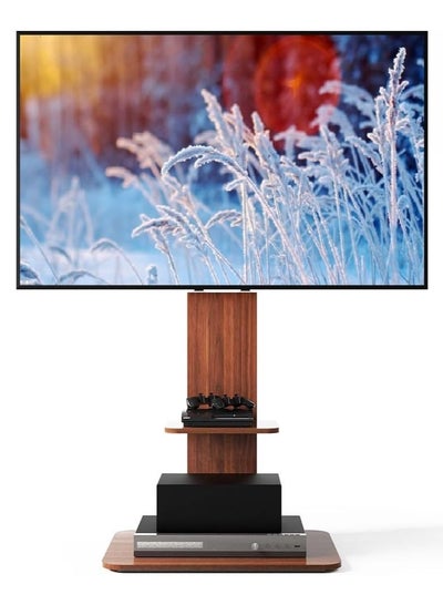 Buy Floor TV Stand Mount for 32-65 Inch TV, Trendy Wooden Style Floor Standing Design, Holds 40KG Display Weight in UAE