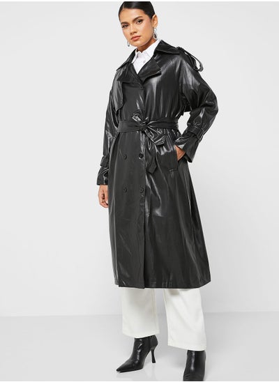 Buy Leather Look Trench Coat in UAE