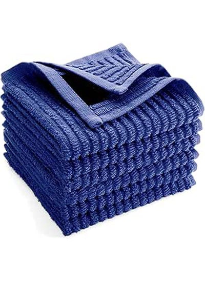 Buy Multi-Purpose Towel Set Of 4 Pcs 100% Cotton 30 x 30  cm-Blue in Egypt