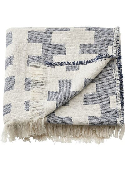 Buy Throw Off White Dark Blue 130x170 Cm in Saudi Arabia