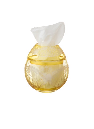 Buy Crystal Tissue Box Laser Engraved Yellow in Saudi Arabia