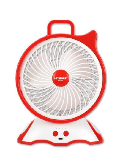 Buy 8 Inch Mini Rechargeable Fan With LED Light White AC/DC in UAE