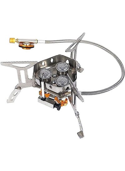 Buy Portable Backpacking Stove Windproof Camping Cooking Stoves 5800W Strong Firepower with Piezo Ignition Lightweight Propane Butane Stove for Outdoor Hiking and Picnic (Fuel Canister Not Included) in Saudi Arabia