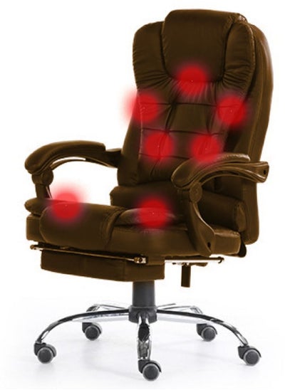 اشتري Massage Office Chair, Ergonomic High Back Leather Work Chair with Flip Arms, Brown في السعودية