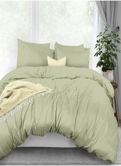 Buy 3 Piece 400 Thread Count 100 % Cotton Solid Colour Luxury Queen Duvet Cover Set Includes 1xduvet Cover 90x90 Inch And 2xpillow Cover 20x26 Inch in Saudi Arabia