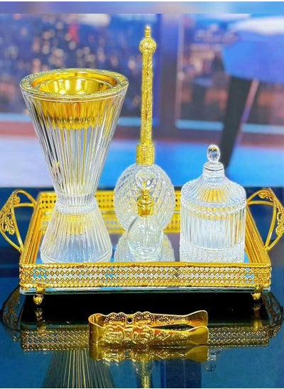 Buy Elegant Design Glass Incense Burner Set Arabic Oud Holder for Home and Office Fragrance in Saudi Arabia