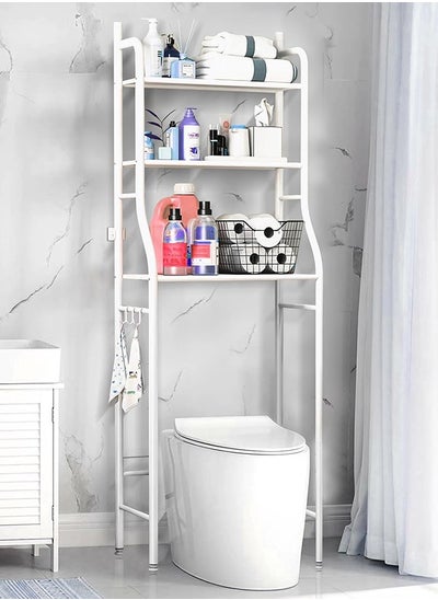 Buy 3 Shelf Towel Storage Rack Organizer Over The Toilet Bathroom Space Saver White 25x160x47cm in UAE