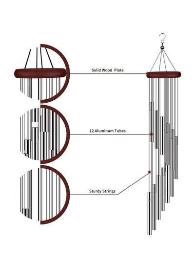 اشتري Outside Wind Chimes, Wind Chimes Outdoor Clearance with 12 Aluminum Alloy Tubes and Hook, Memorial Wind Chimes Gift Decoration for Home, Patio, Garden, Outdoor في الامارات