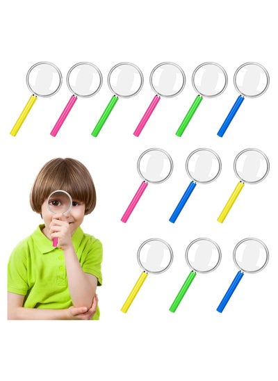 Buy Magnifying Glass for Children, Pack of 12 Magnifying Glasses Children, Detective Set Children, Mini Children's Birthday Toy, Outdoor Researcher Handheld Magnifier, Cup Magnifier for Children, Plastic in UAE