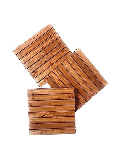 Buy Hometaste Wooden Decking Tiles - Interlocking Wood Flooring For Garden Pathways, Patios, Durable Wood Tiles For Outdoor And Indoor Use (Style_4, 15_Pieces) in UAE