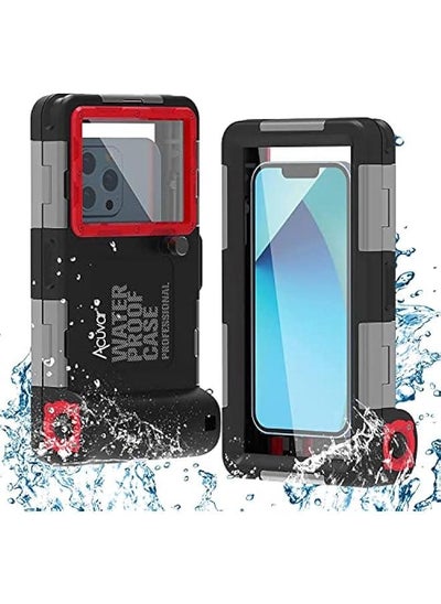 Buy New Updated Extreme Waterproof Underwater Diving, Snorkel Phone Case Compatible with All iPhone (Max, Plus, S), Samsung, LG, Google, Android Up to 50Ft, 15M with Lanyard, (Red/Black) in UAE