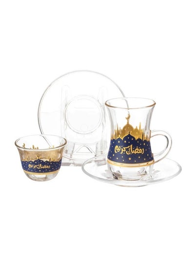 Buy 18-Piece Tea And Coffee Set Ramadan design multicolour in Saudi Arabia