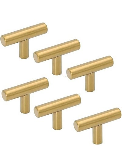 Buy 6 Pcs T Bar Drawer Knobs, Gold Cabinet Handles Single Hole Kitchen Door Knobs Aluminum Alloy Cupboard Door Knobs for Kitchen Wardrobe Door Dresser in Saudi Arabia