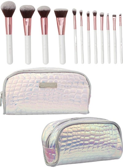 Buy BH Cosmetics 12 Pieces Quartz Crystal Brushes with Bag White/Pink/Brown in Egypt