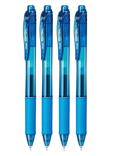 Buy 4-Piece Energel Gel Ink Pen 0.5mm Tip Sky Blue Ink in UAE