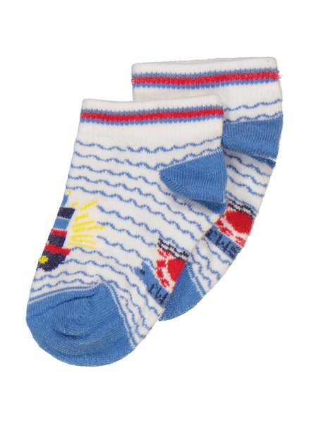 اشتري Toddlers Boy 1 Pair Textured Socks, White/Blue Combo في الامارات