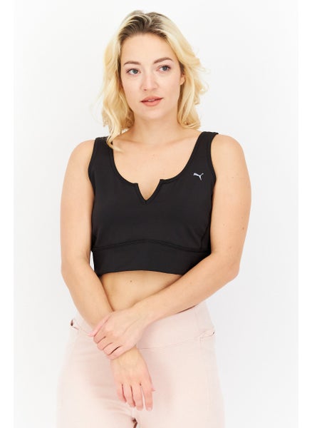 Buy Women Sportswear Fit Brand Logo Training Crop Top, Black in UAE