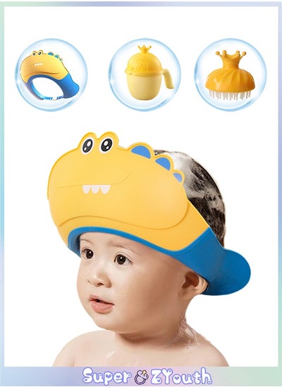 Buy Baby Shower Cap Shield, Bath Cap with Shampoo Cup and Massage Brush for Kids, Adjustable, Waterproof and Soft Visor Bath Hat for Girls, Boys, Infants, Kids and Toddlers in Saudi Arabia