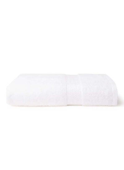 Buy Towel Matrix White Bath Sheet 500 GSM 100% Cotton Terry Zic Zac Border 85x170 cm Soft Feel Highly Absorbent Quick Dry in UAE