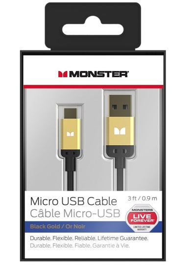 Buy Mobile High Performance Data USB Black/Gold: Type-A 2.0 to Micro USB-B Cable- 3 Feet for Smart phones in Egypt