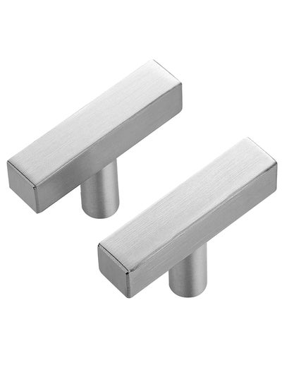 Buy 3 Pack Brushed Nickel T Bar Cabinet Knobs 2 Inch Square Drawer Knobs Silver Single Hole Kitchen Cabinet Pulls in Saudi Arabia