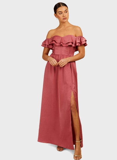 Buy Bardot Frill Detail Side Split Dress in Saudi Arabia