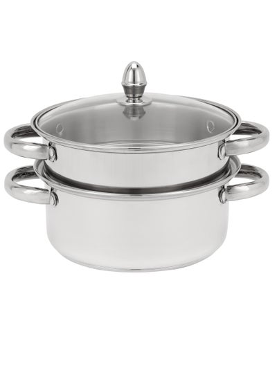 Buy Delcasa 2 Layer SS induction Steamer pot with Glass Lid 22CM 3.0L in UAE