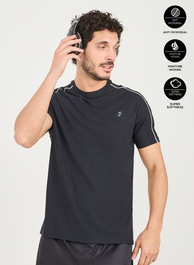 Buy Micro Pique Knit Contrast Overlock Seam Workout T-shirt in Saudi Arabia