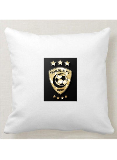 Buy Square pillow with “Al Hilal Saudi Club logo” printed, white, size 40x40 cm in Saudi Arabia