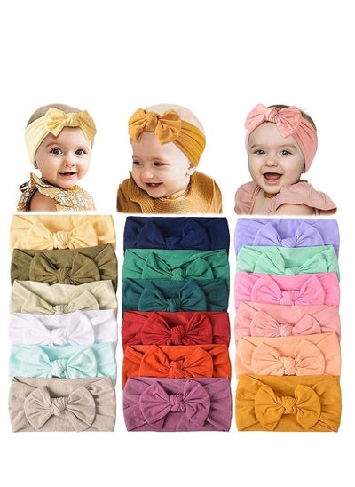 Buy Baby Nylon Headbands Hairbands Hair Bow Elastics Accessories for Girls Newborn Infant Toddlers Kids And Children'S Decorations Pack Of 18 in UAE