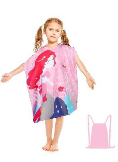 Buy Cutie Cute Kids Hooded Beach Bath Towel Poncho for Age 4-10 Years - Swim Pool Coverup Poncho Cape Multi-use for Bath/Shower/Pool/Swim with Drawstring Bag in UAE