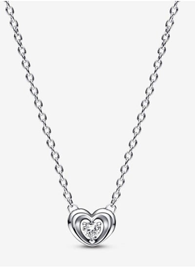 Buy Pandora Moments Women's 925 Silver Radiant Heart shaped Gemstone Pendant with Collar Chain Pendant Necklace Ornament 392494C01-45 in UAE