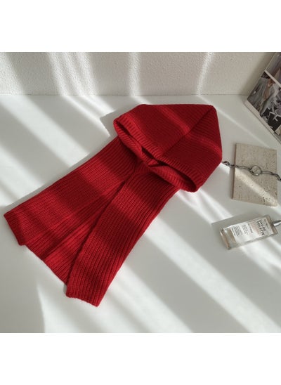 اشتري Balaclava Hat Solid Color Wool Knitted Hat Shawl Warm Ear Protection Neck Protection Neck Cuff Womens Neck HatChristmas red Christmas red في السعودية