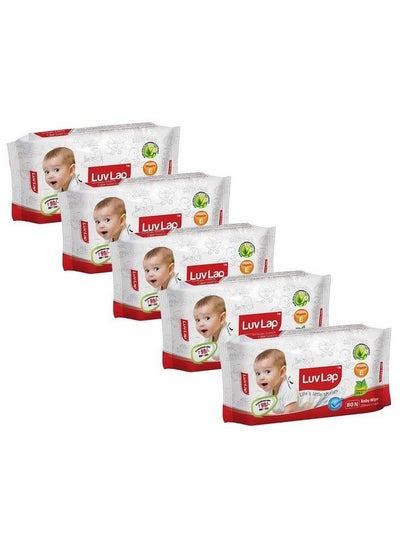 اشتري Paraben Free Baby Wet Wipes With Aloe Vera (80 Wipes Pack Of 5 400 Sheets) في الامارات