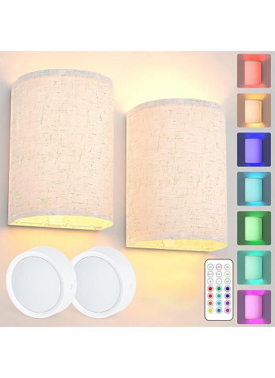 اشتري Fabric wall lamp, magnetic suction, dimmable, remote control, bedside corridor, living room, ambient night light في الامارات