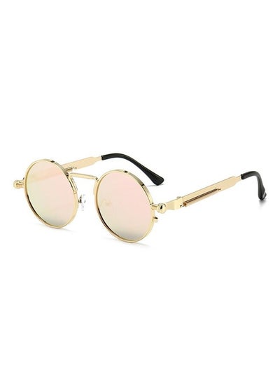 Buy Round Punk Sunglasses Women's UV Protection Sunglasses Retro Radiation Resistant Glasses Individualized Men's and Women's Sunglasses Gold Framed Pink Lens Sunglasses in Saudi Arabia