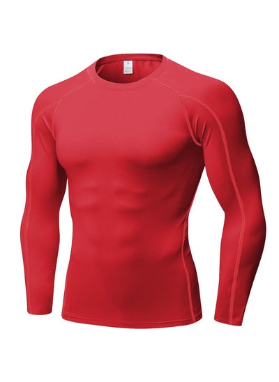 Buy Men Quick Dry Breathable Long Sleeve Shirt Red in Saudi Arabia