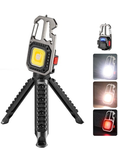 Buy Keychain flashlights, Rechargeable Keychain Flashlight,1000 Lumens 6 Light Modes Portable Pocket Light with Folding Bracket and Tool Kit for Fishing Walking Camping (Square) in UAE