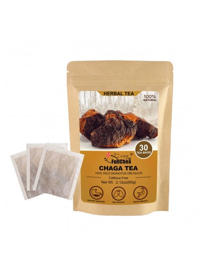 اشتري FullChea - Chaga Tea Bags, 30 Teabags, 2g/bag - Premium Chaga Mushroom Tea - Non-GMO - Naturally Caffeine-free Herbal Tea - Rich In Antioxidants & Aid in Digestion في الامارات