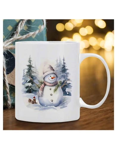 Buy Merry Christmas 11oz Ceramic Coffee Mug - Snowman Design, Perfect Gift for Friends, Family, and Coworkers - Ideal for Xmas & New Year Decor in UAE