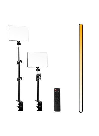 Buy 【20W 2-Pack】 RAUBAY LED Video Panel Light with Desk Mount Stand Kit , 3200K-5500K Bi-Colors Key Light with Stand C-Clamp for Live Stream, Video Conferencing, YouTube, TikTok, Make up in UAE