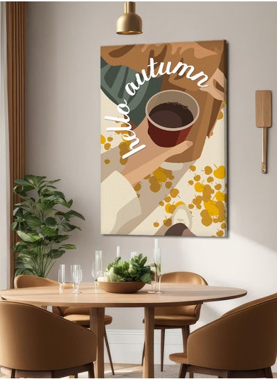 Buy Canvas Wall Art Stretched Over Wooden Frame with Hello Autumn Abstract Painting in Saudi Arabia