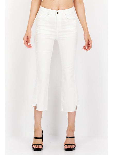 Buy Women Regular Fit Plain Non-Stretchable Denim, White in UAE