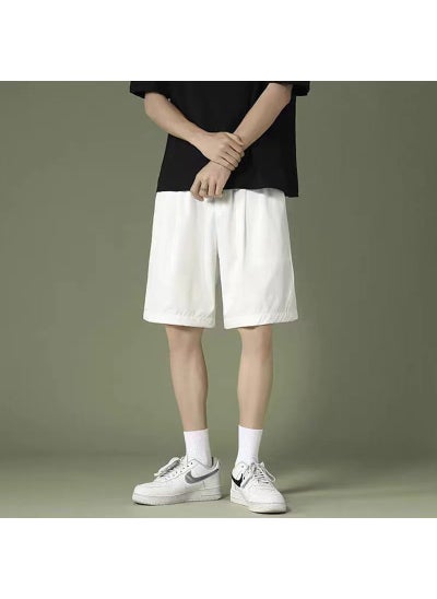 Buy Summer Ice Silk Mesh Shorts Mens Quick-drying Sports Pants Thin Casual Outer Wear Loose Five-point Large Size Ice Silk Pants White Ice Silk in Saudi Arabia