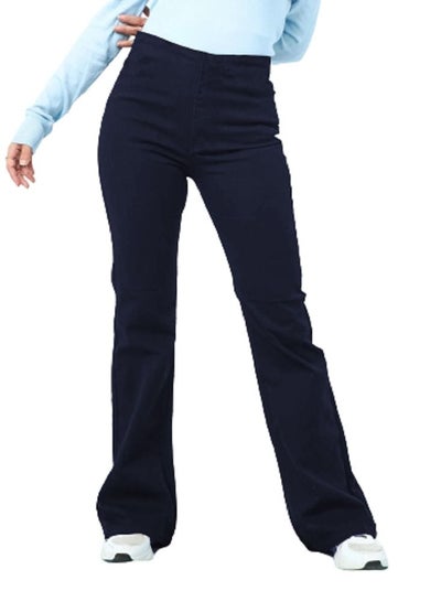 Buy The Solid Highest Waist Flare Pant Charleston BlueBlack in Egypt
