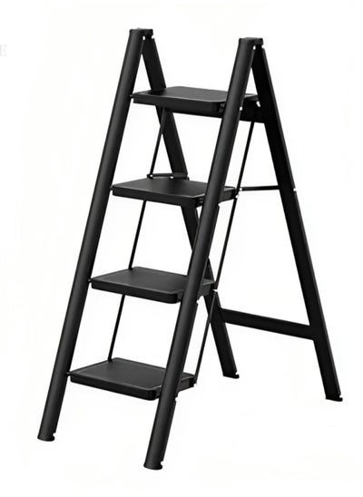 Buy 4-Ladder Multifunctional Thickened Aluminum Alloy Folding Ladder, Black in Saudi Arabia