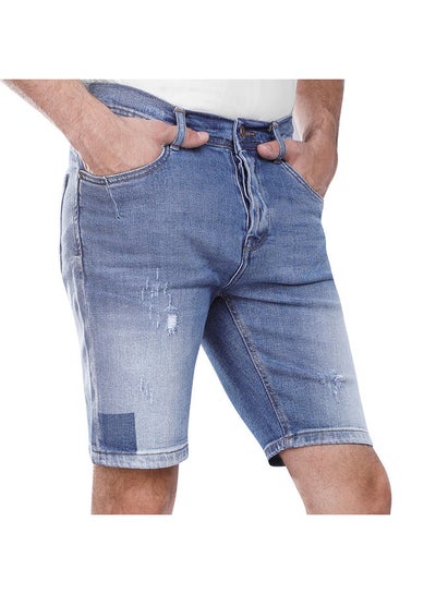 اشتري Coup Ripped Jeans Short For Men - Slim Fit - Light Blue في مصر